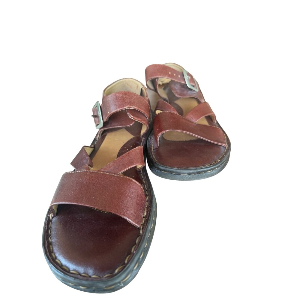 Born Leather Strappy Sandals in Reddish Brown